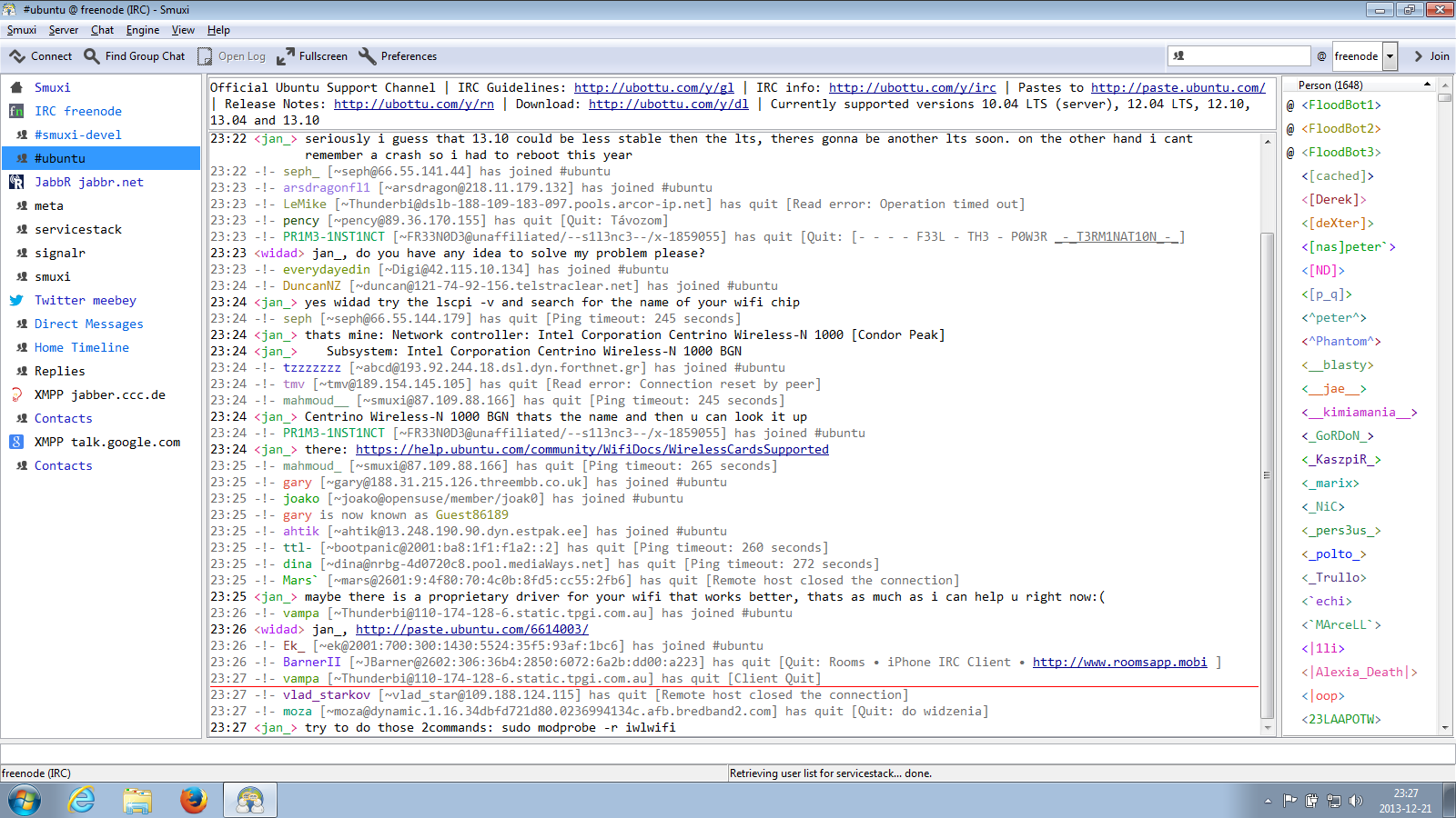 Screenshot of Smuxi on Windows 7